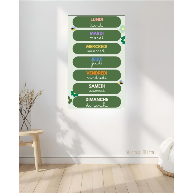 Les jours de la semaine - Poster Indéchirable - vert