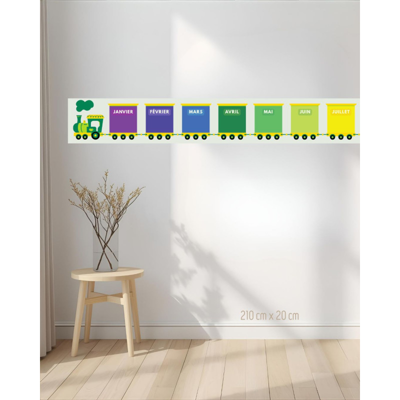 Train des mois - Poster Indéchirable - Couleurs