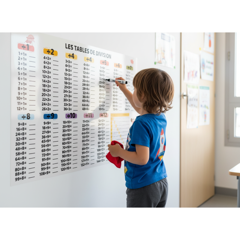 Affiche Adhésive Transparente - Tables des divisions – Adhésive